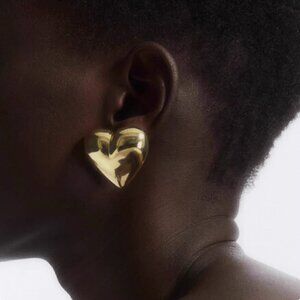 COS Heart Clip On Earrings Gold